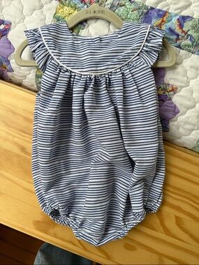 Striped Baby Bubble in Navy and White